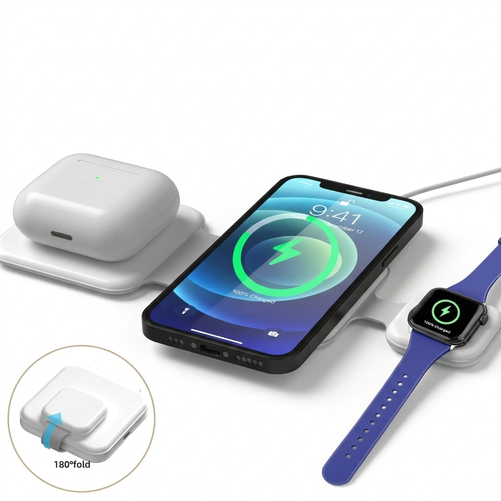 3 Foldable Wireless Charger Charging Station Multi-device Folding Cell Phone Wireless Charger Gadgets In 1 Magnetic