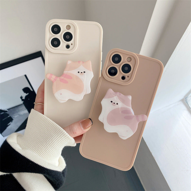 Fashion Simple Cute Cat Stand Phone Case