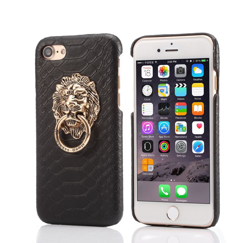 Compatible with Apple, Suitable for 11 metal lion head phone case iPhonexs max leather pattern