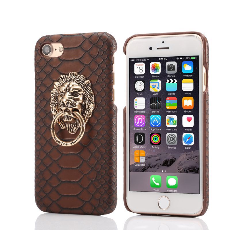 Compatible with Apple, Suitable for 11 metal lion head phone case iPhonexs max leather pattern