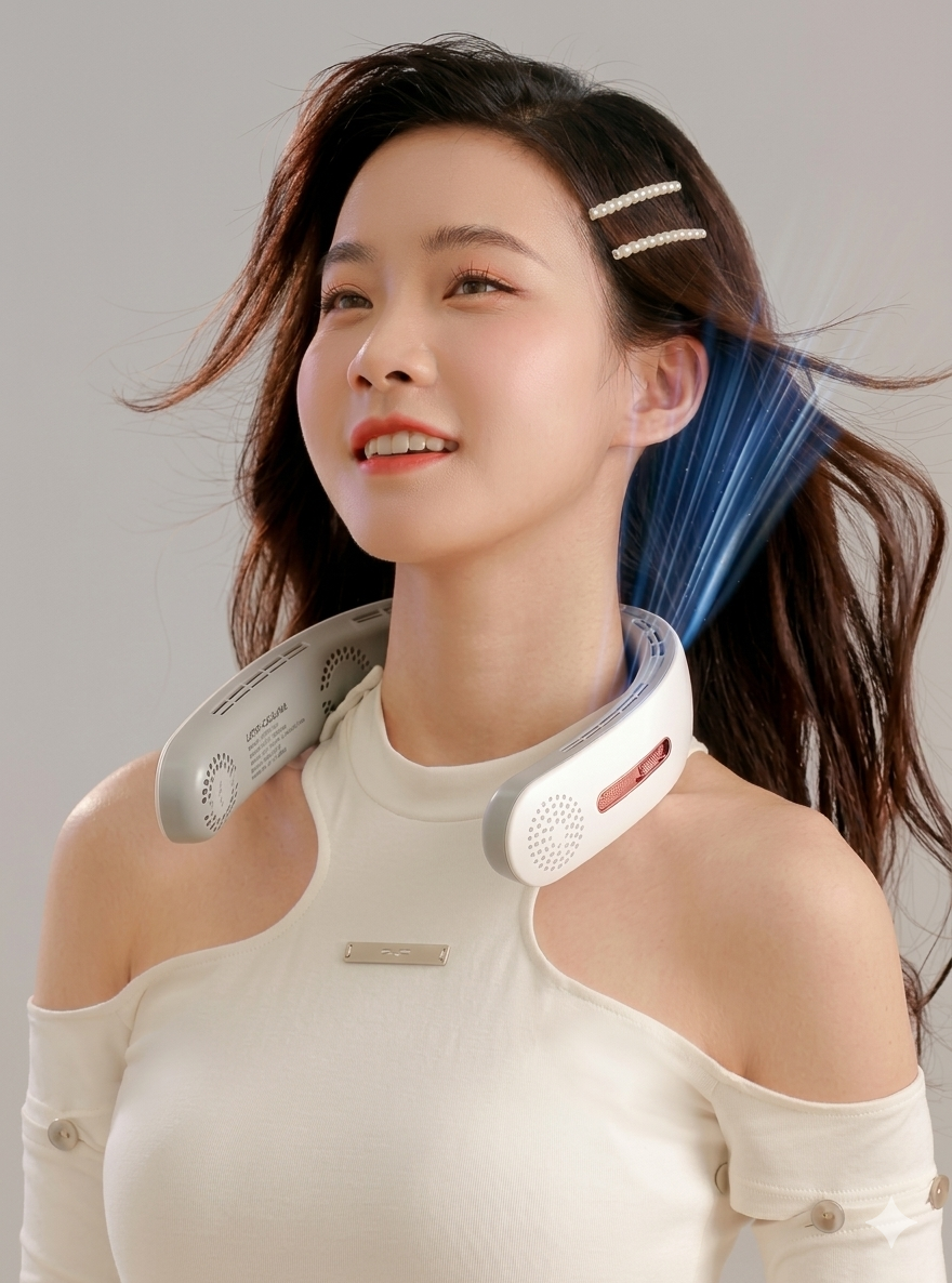 Lazy Mute Outdoor Sports USB Folding Leafless Hanging Neck Electric Fan